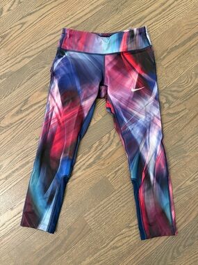 Nike Purple and Blue Dri-FIT Capri Leggings